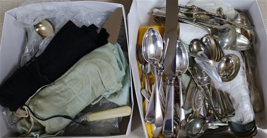 A quantity of silver plated flatware and some minor silver